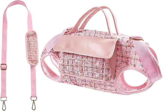 4 in 1 Convertible Dog Lift Harness Backpack, Portable Pet Carrier for Dogs&Cats, Horizontal Design Dog Carrier with Adjustable Back Straps, Dog Harness and Leash Set - Pink Medium
