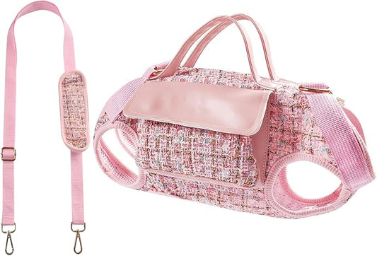 4 in 1 Convertible Dog Lift Harness Backpack, Portable Pet Carrier for Dogs&Cats, Horizontal Design Dog Carrier with Adjustable Back Straps, Dog Harness and Leash Set - Pink Large