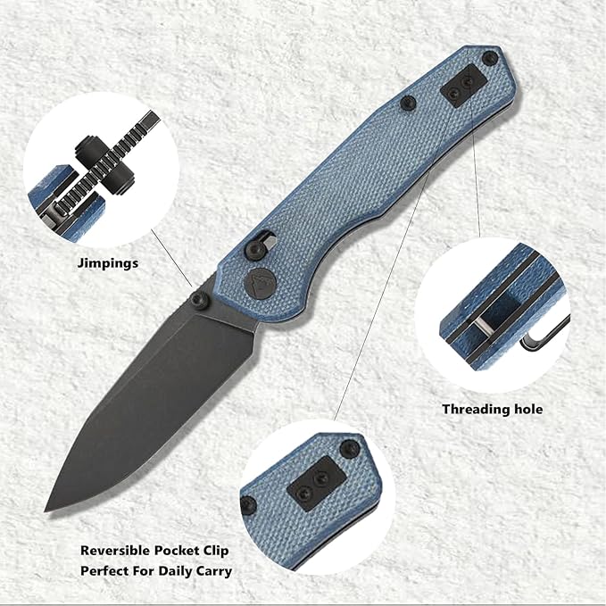 CMB Explorer Micarta Handle 14C28N Steel Blade Crossbar Lock Knife Pocket Folding Tactical Survival Camping Hiking Outdoors EDC Knife with Pocket Clip for Men Women CMB-18 (CMB-18E)