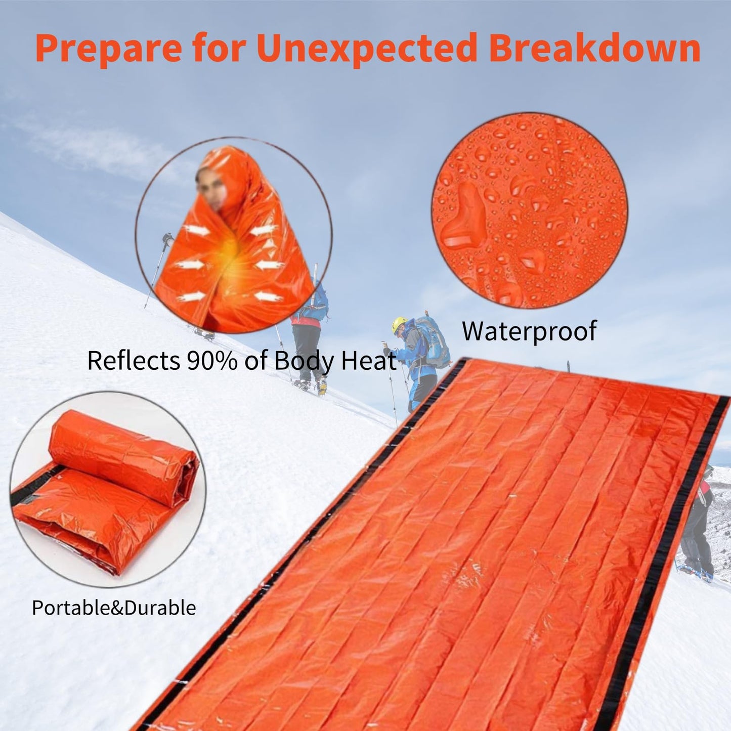 Dzronda Emergency Sleeping Bag with Whistle, Portable Emergency Survival Bag, Lightweight Pocket
