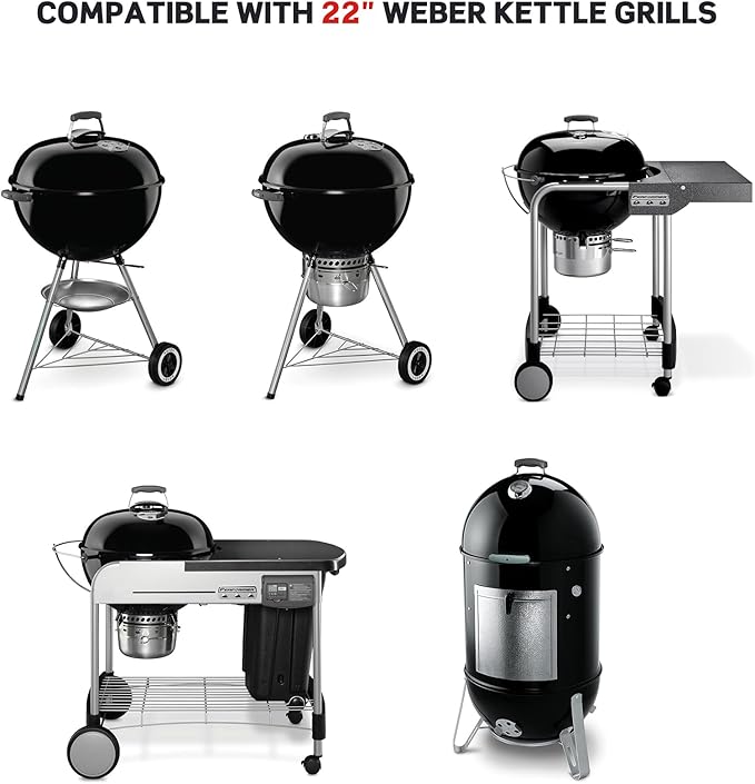 Charkettle Cast Iron Gourmet BBQ System 11.8 Inch Sear Grate Replacement for 8834, Thick Searing/Cooking Grid, Compatible with 22-1/2 inch Weber Charcoal Grills