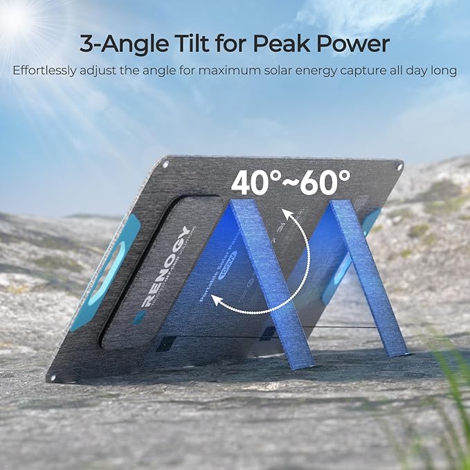 100W Portable Solar Panel, Renogy Solar Panels IP65 Waterproof, 100 Watt Foldable Solar Panel for Camping, Hiking, Fishing, Outdoor, RV, Van, Boat, Off Grid Applications