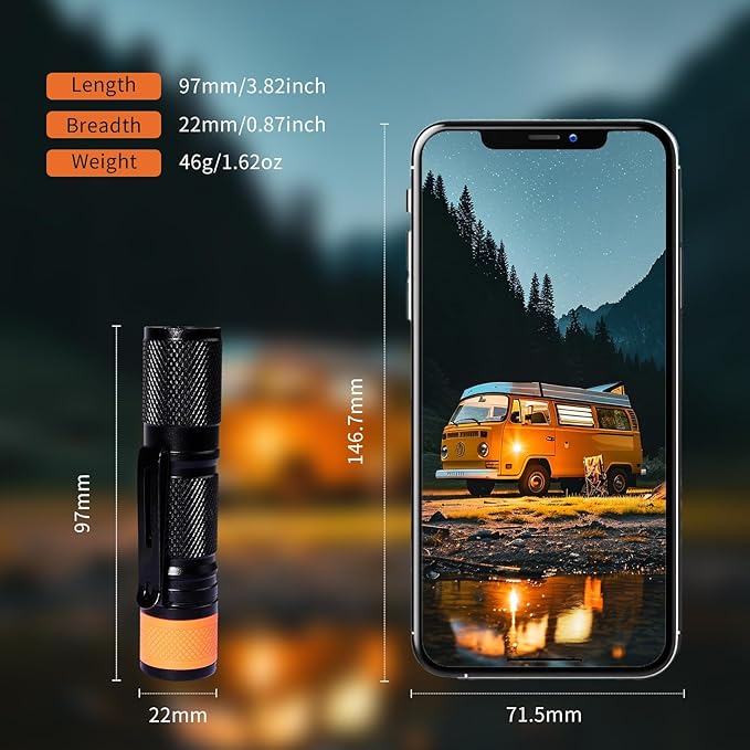 KunHe 7 Pack 150 Lm Small Mini LED Flashlight Single Mode Bulk Flashlights with Batteries Include Portable Flash Light AA Battery Powered with Bite Cap Gifts for Men Gifts for Father
