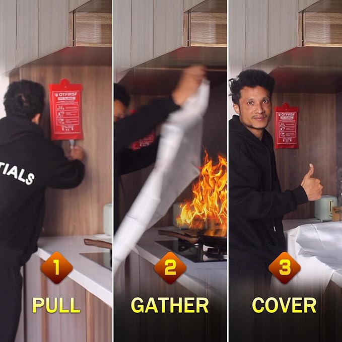 Emergency Fire Blanket for Home and Kitchen- White-B 4Pack 39.3"x39.3" Fiberglass Fire Blankets Emergency for House Fireplace, Grill, BBQ,Camping Car,Ship,Warehouse Emergency Survival Safety