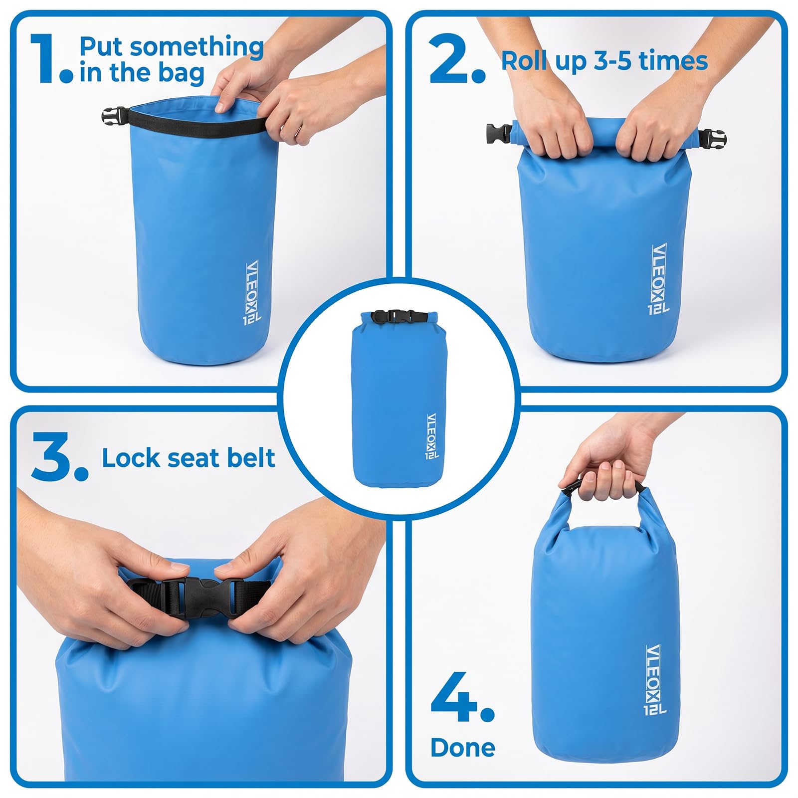 vleoX Dry Bag 3-Pack/5-Pack, Lightweight Dry Sack, Waterproof Bags