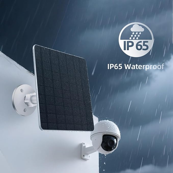 Solar Panel for Security Camera Outdoor, 5W Solar Panel Charger Compatible with Rechargeable Battery Powered Camera, with 9.8ft Cable, Adjustable Wall Mount, IP65 Waterproof (White)