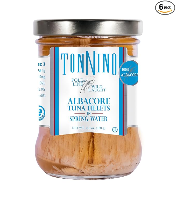 Tonnino Tuna Fish Albacore - Spring Water ??Pack of 6 ??Alternative to Salmon ??Protein Snacks ??Ready to Eat Meals