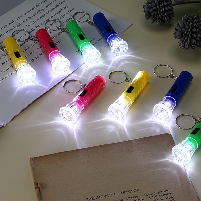 Jexine 150 Pcs Flashlight Keychain, Assorted Colors Portable LED Flashlight, Handheld Plastic Keychain Flashlights, LED Key Chains for Halloween Hiking Camping Cycling Party Favor(Multicolor)