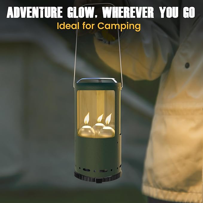 Outdoor Candle Lantern Holder for Real Candles (Candles Not Included) - Windproof Emergency Lantern with Handle, Safe for Camping, Blackouts, Decor - Survival Gear & Home Use