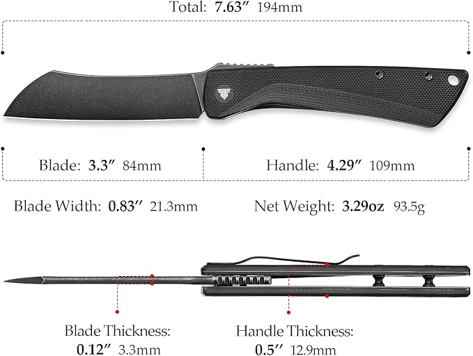 Higonokami Folding Pocket Knife for Menï¼?.3" 14C28N PVD Blackwash Camping EDC Knives with Clipï¼?G10 Handle，Norma-03B