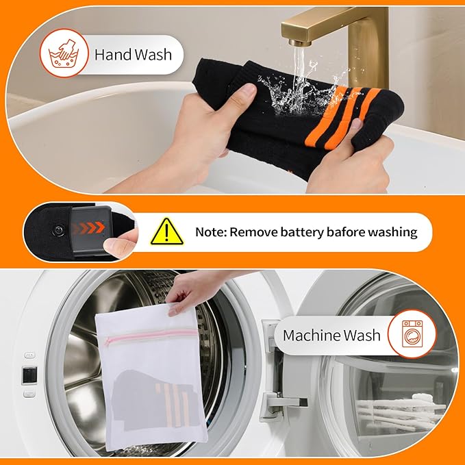 Heated Socks, Heated Socks for Men Women Rechargeable Washable, 5000mAh Battery Electric Socks with 4 Heating Levels for Winter Outdoor Work Skiing Hunting Camping Hiking Fishing Cycling