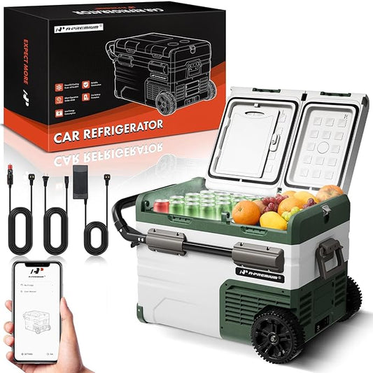 A-Premium 12 Volt Refrigerator 39QT/36.7L Portable Car Fridge Cooler, -4°F~68°F Separated Zone Portable Freezer APP Control with 12/24V DC & 110/240V AC Adapter, for Truck Car Camping RV Roadtrips