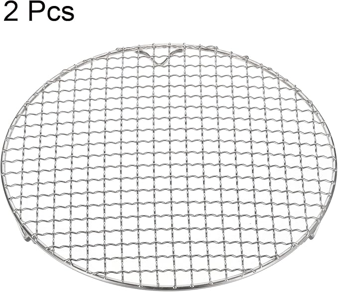 HARFINGTON 2pcs Round Cooking Rack 10.6-inch 201 Stainless Steel Cross Wire Barbecue Grill Net with 20mm Legs for Cooking Baking Steaming BBQ