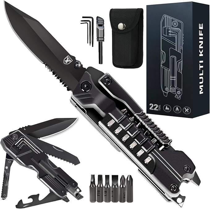 Titorld Multitool Pocket Knife Folding Knife for Men 21 in 1, Christmas Stocking Stuffers, Anniversary Birthday Gifts for Men Dad Him Husband, Cool Outdoor Camping Hiking Fishing Tools Gift Ideas