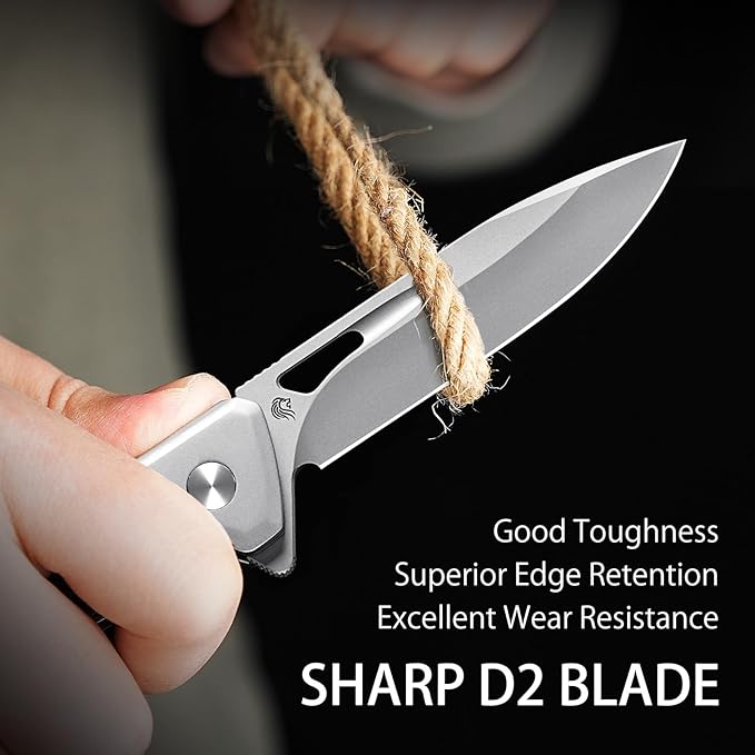 NedFoss ELF Pocket Knife, 3.3" D2 Blade EDC Knife with G10 Handle, Flipper Open, Deep Carry Pocket Clip, Lightweight Slim Utility Folding Knives for Men Women