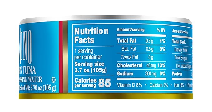 Tonnino Tuna Fish Yellowfin Pole&Line ??Solid Pack in Spring Water ??Pack of 12 ??Alternative to Salmon ??Protein Snacks ??Ready to Eat Meals in Can