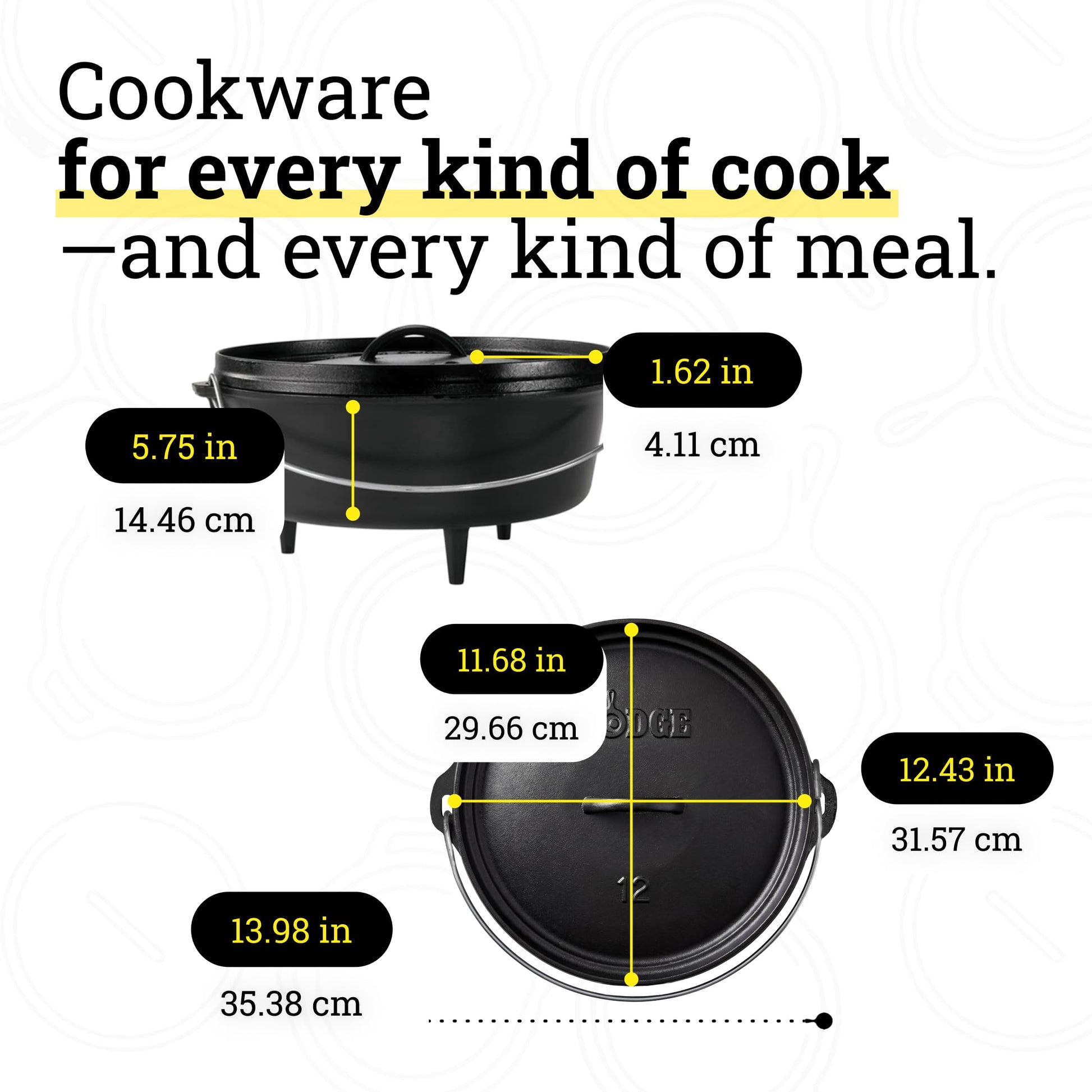 Lodge Seasoned Cast Iron Camp Dutch Oven with Lid - 6 Quart - Dual Handles - Seasoned Cast Iron