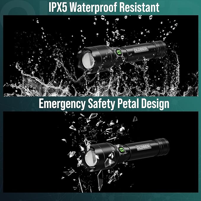 Rechargeable LED Flashlights High Lumens, 2 Pack 5 Modes Small Bright Handheld Flash Light, Zoomable, Powerful, Waterproof for Camping, Home Emergency