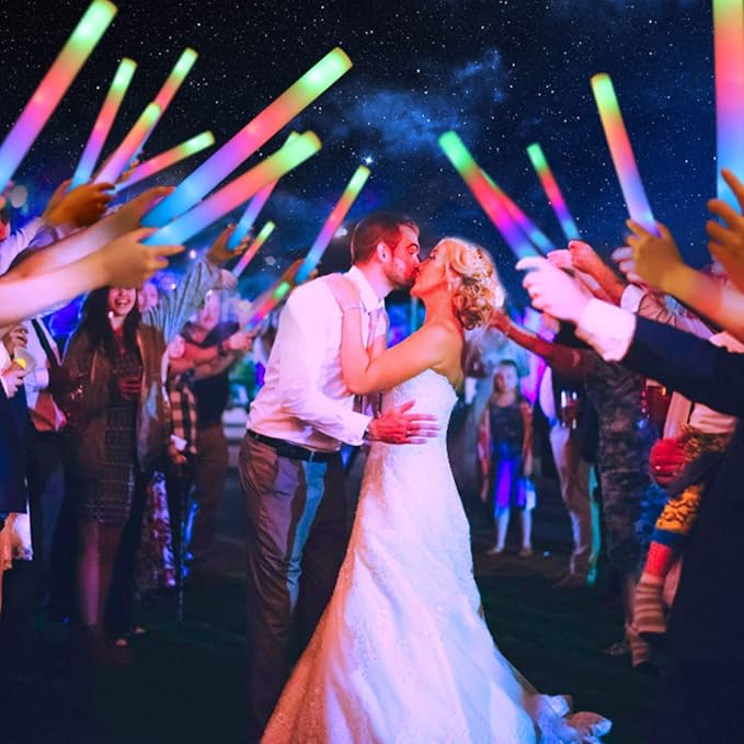 200PCS Foam Glow Sticks with 3 Modes Colorful Flashing, LED Light Sticks, Glow Sticks Party Pack for Wedding, Raves, Concert, Party, Christmas Supplies