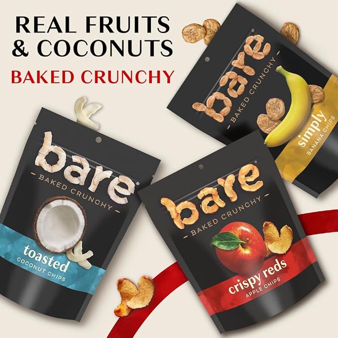 Bare Baked Crunchy, Apples Fuji & Reds, 3.4 Ounce (Pack of 6)