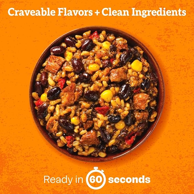 Born Simple Ready to Eat Meals with Sporks, Chipotle Chicken Bowl, Improved Recipe - 22g Protein, Prepared Meal, Microwavable Entree, 11 oz (Pack of 6)