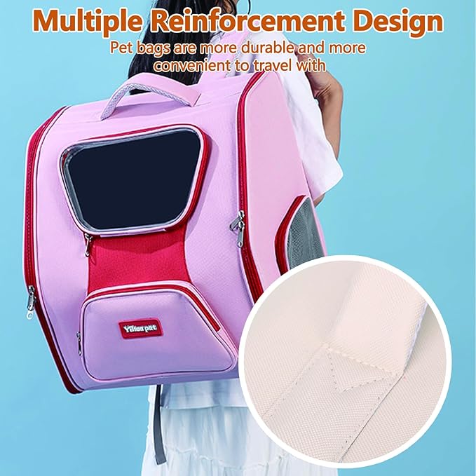 Cat Backpack, Comfortable Dog Backpack for Travel Hiking and Camping, Breathable Pet Backpack, Airline Approved Cat Travel Bag(Purple)