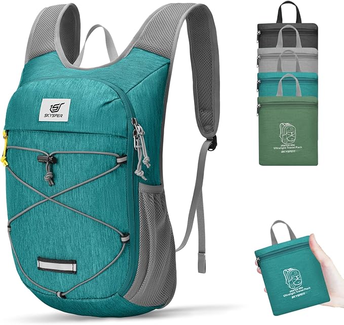 SKYSPER Foldable Hiking Backpack - 10L Small Lightweight Daypack Breathable Travel Backpacks for Men Women