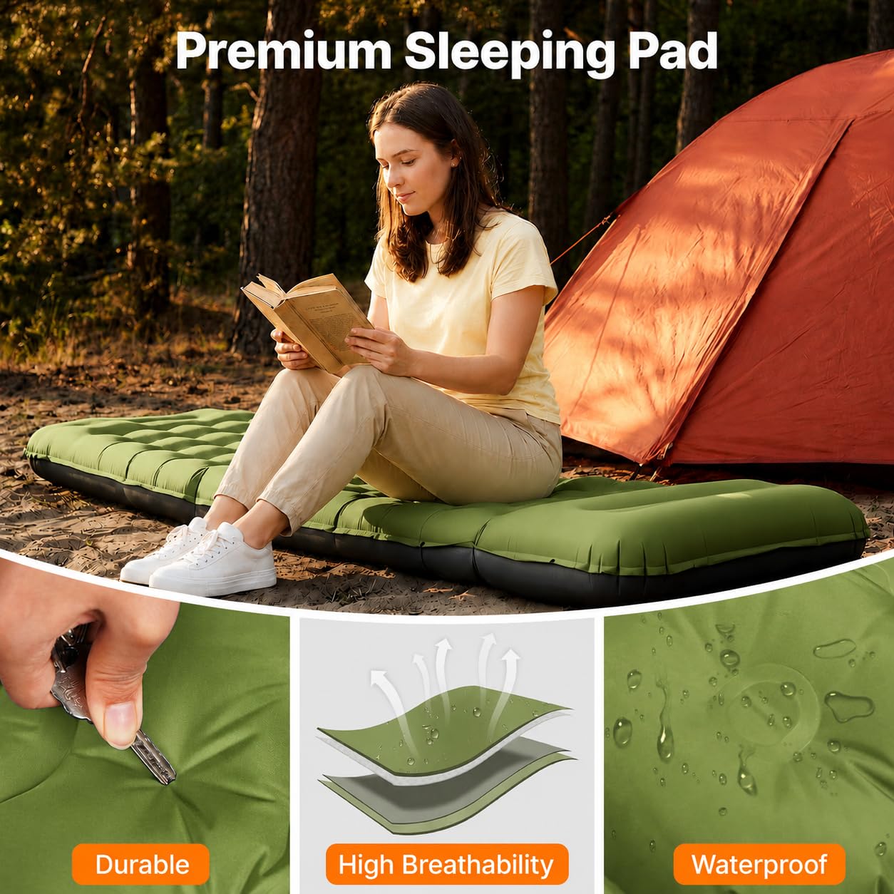 OGERY Sleeping Pad, Ultralight Inflating Camping Pad with 6" Extra-Thick