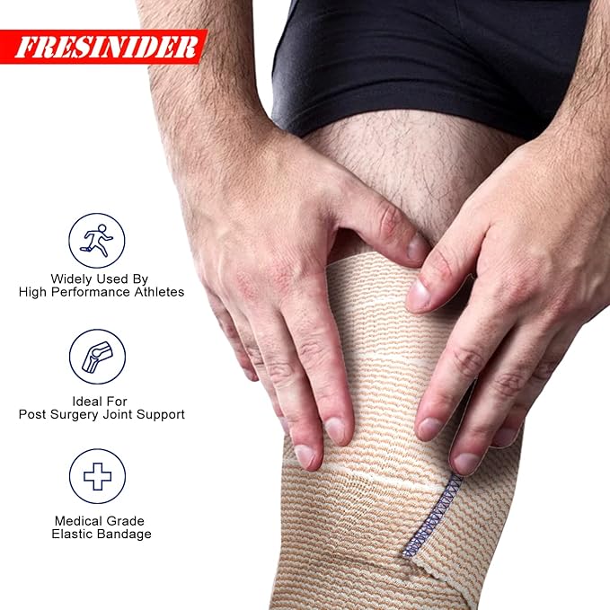 FRESINIDER Premium Elastic Bandage Wrap, 8 Pack 3" Cotton Latex Free Compression Bandage Wrap with Touch Closure at Both Ends, Support & First Aid for Sports, Medical, and Injury Recovery