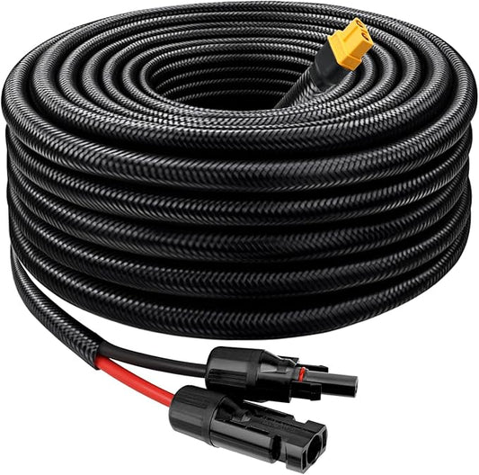 Solar to XT60 Cable 10AWG 15FT Solar Connector to XT60 Adapter Cable for Solar Panel to Battery RV Portable Power Station Solar Generator - 15 Foot