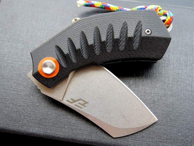 Eafengrow EF85 Folding Knife with Clip Stone Wash D2 Steel Blade G10 Handle Pocket Knife Ball Bearing Flipper Outdoor Camping Survival EDC Tool Knives(black)