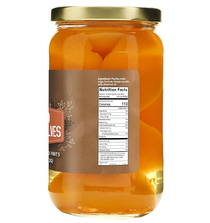 Green Jay Gourmet Spiced Peaches in a Pint Jar - Fresh Hand Jarred Fruit for Cooking & Pantry ??Home Grown Pre-Prepared Pickled Peaches With Cinnamon Oil ??Simple Natural Ingredients - 17 Ounce