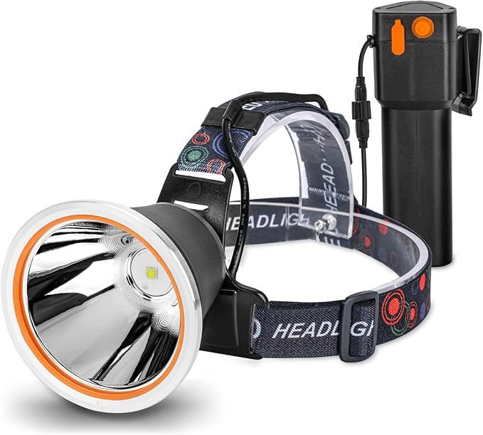 High Power LED Headlamp Separation Design Outdoor Head Lamps Waterproof&Rechargeable Long Distance Headlight for Camping Hiking FishingHunting (White Light)