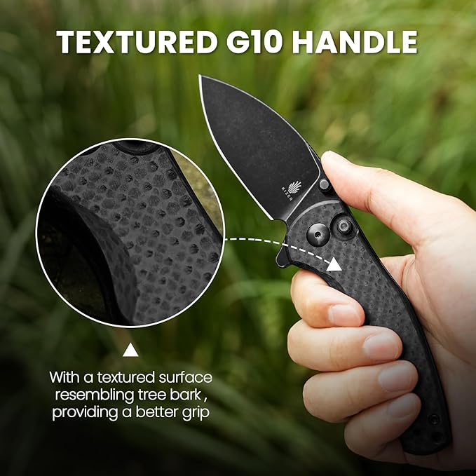 Kizer Mini Grouper Folding Pocket Knife, Nitro-V Steel Blade G10 Handle EDC Knife, Button Lock Knife with Pocket Clip for Men Women, Sharp Camping Hiking Survival Knives V3669A2