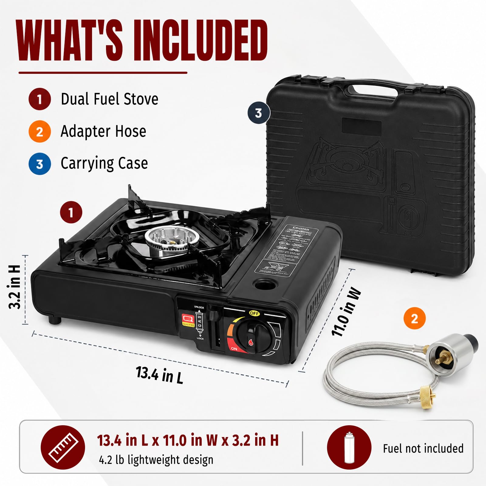 SHINESTAR 7800 BTU Dual Fuel Camping Stove, Propane Portable Gas Stove