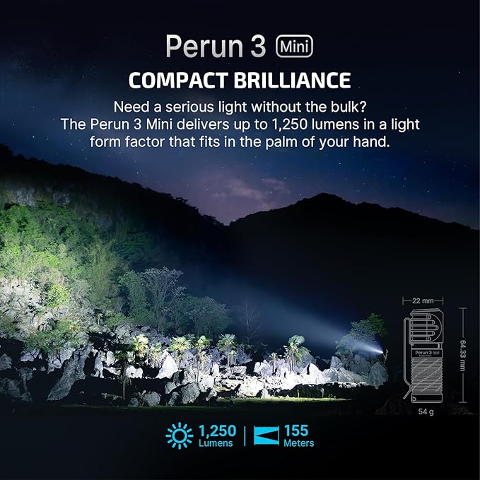 OLIGHT Perun 3 Mini Premium Headlamp 1250 Lumens with Type-C Charging Box, Rechargeable Headlight with Red Light Option,Perfect for Working, Hiking, Camping and Climbing (Midnight Blue)