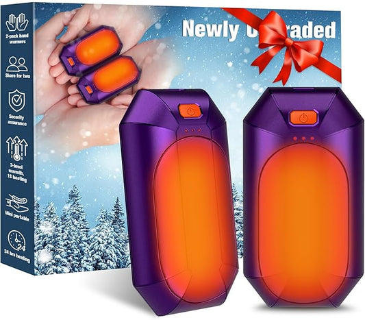 AI Hand Warmers Rechargeable 2 Pack, Portable Electric Rechargeable Hand Warmer, 20Hrs Long Heating Electric Hand Warmer, Gifts for Women, Men, Raynauds, Pain Relief，Camping,Golf,Outdoors,Indoor