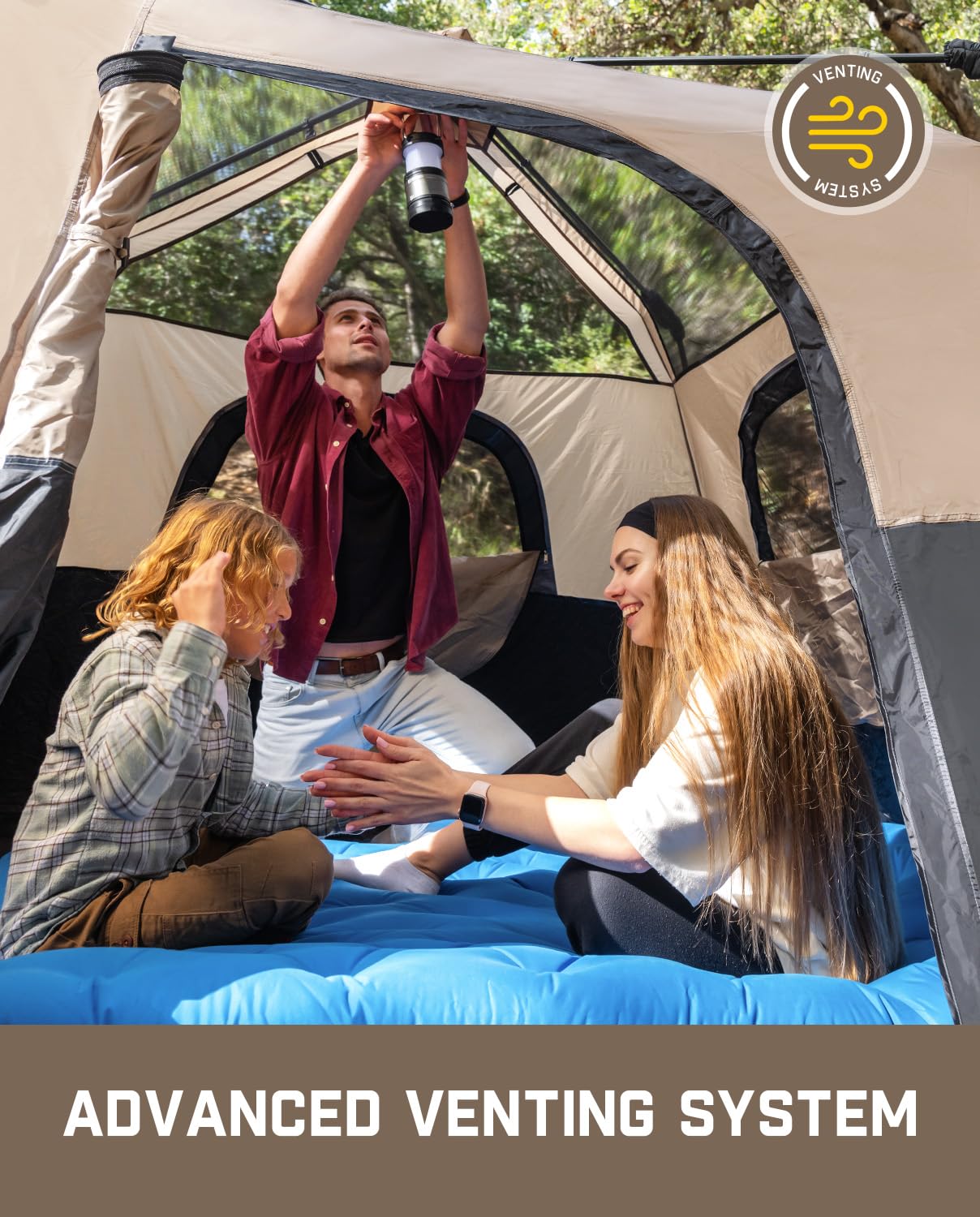 FanttikOutdoor Zeta C6 Pro 6 Person Tent for Camping Setup in 60s (Khaki)
