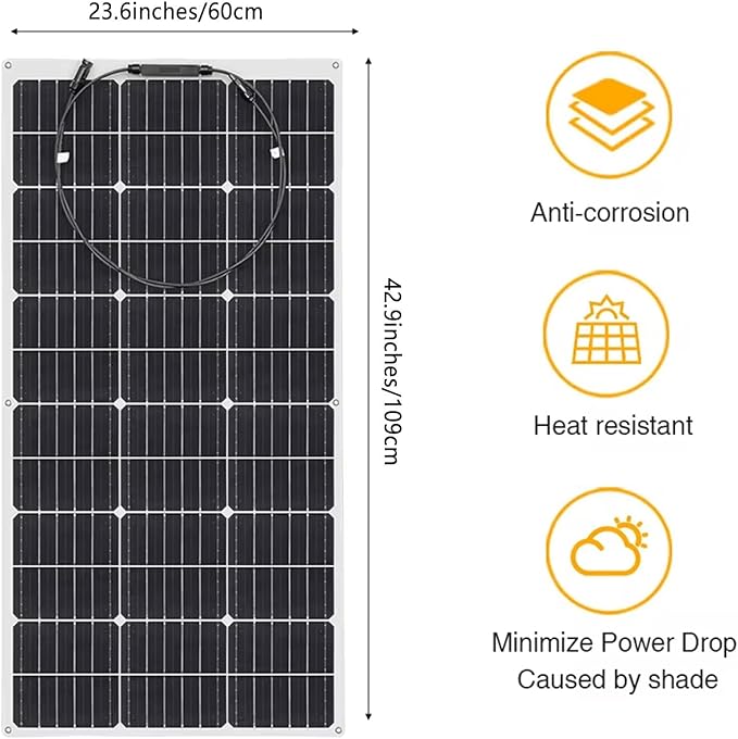 Flexible Solar Panel 800Watt,Two 400-watt monocrystalline Solar Panels 12V24V Battery Charge High EfficiencyModule PV Power for Battery ChargingBoat,Caravan,RV and Any Other Off GridApplications