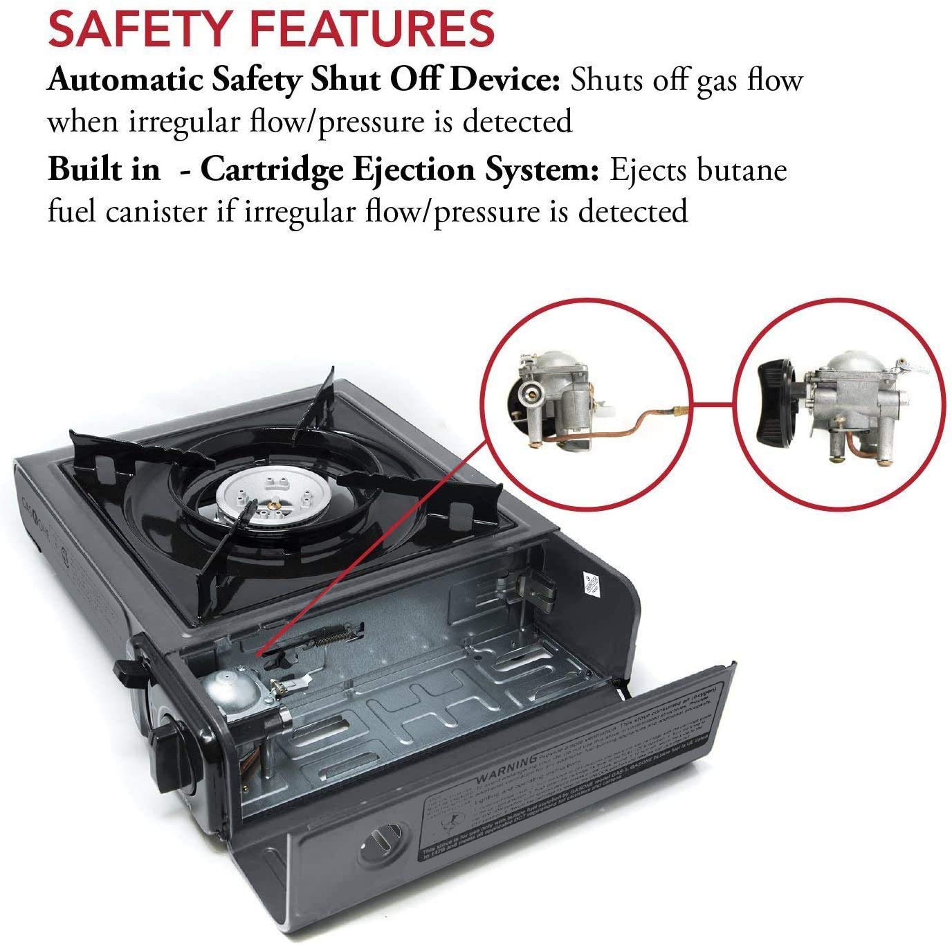 Gas One Portable Butane Camping Stove with Case: Automatic Ignition, Precise Heat Control - Camping