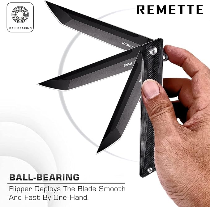 Tactical Folding Pocket Knife GD22K, 3.6" Black PVD Tanto Blade Flip Open with Durable G10 Handle,Men Women Everyday Carry EDC,Sharp Camping Hiking Daily Work Knives