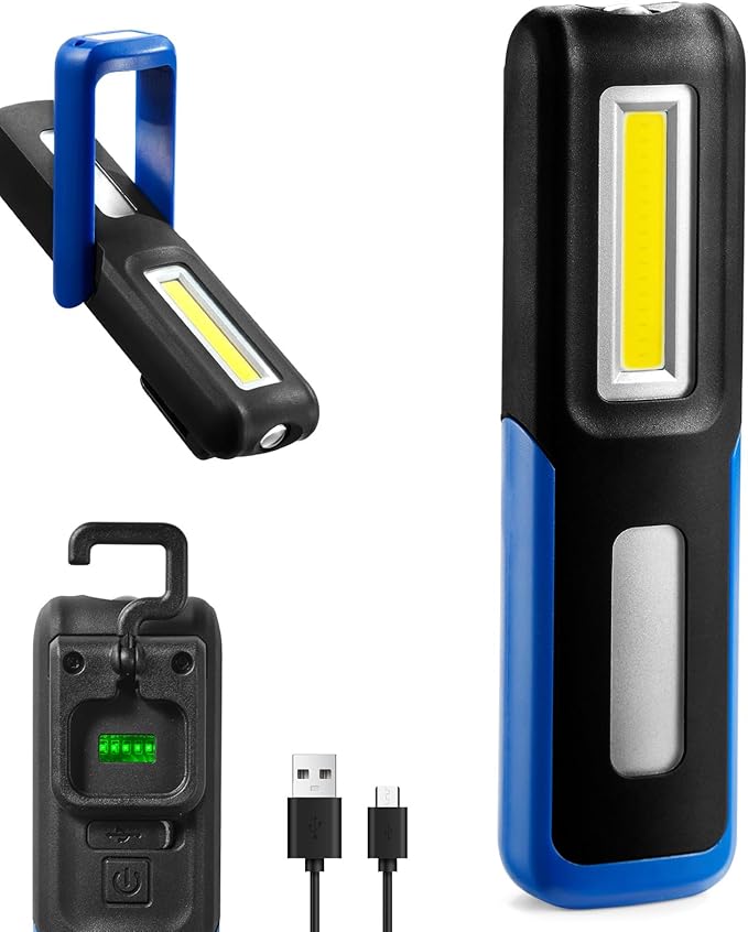 Work Light, 1000 Lumens Bright LED Work Lights, Rechargeable Work Light for Mechanics Portable& Cordless, with Rotate Magnetic Base&Hooks, Mechanic Light for Car Repair/Inspection/Workshop