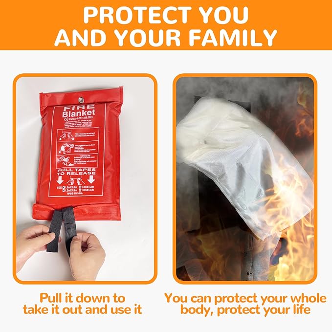 40??x 40??Emergency Fire Blanket - Flame Suppression Fiberglass Blankets for Home, Kitchen, Camping, Car, Office, Warehouse, Emergency Survival Safety - Fire Extinguisher Alternative (2, 40*40)