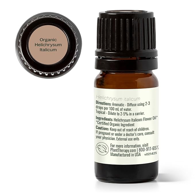 Plant Therapy Organic Helichrysum Italicum Essential Oil 100% Pure, USDA Certified Organic, Undiluted, Natural Aromatherapy, Therapeutic Grade 5 mL (1/6 oz)