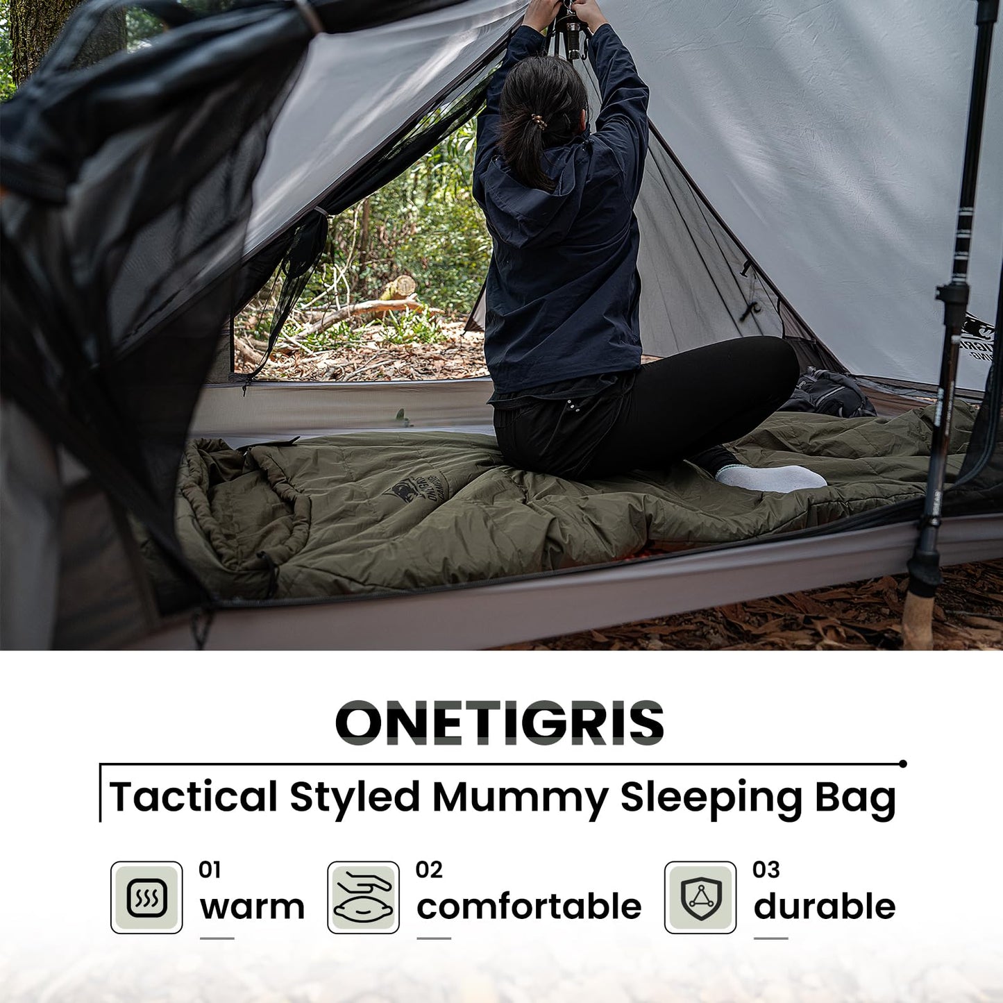 OneTigris Bushcrafter’s Sleeping Bags, Mummy Sleeping Bag for Camping Hiking Backpacking, Survival