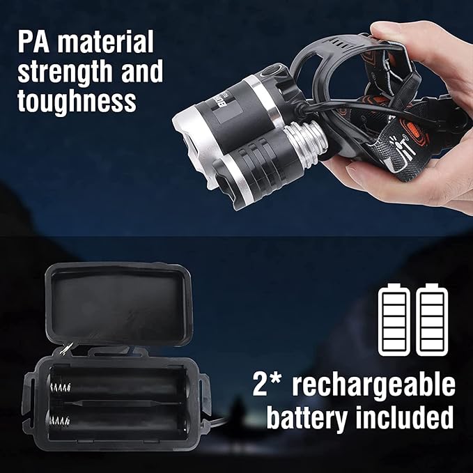 BORUIT RJ-3000 LED Rechargeable Headlamp with Green Light,Super Bright White Green Light Hunting Headlight,3 Mode Waterproof Tactical Head Lamp for Hunting Running Camping Hiking Fishing