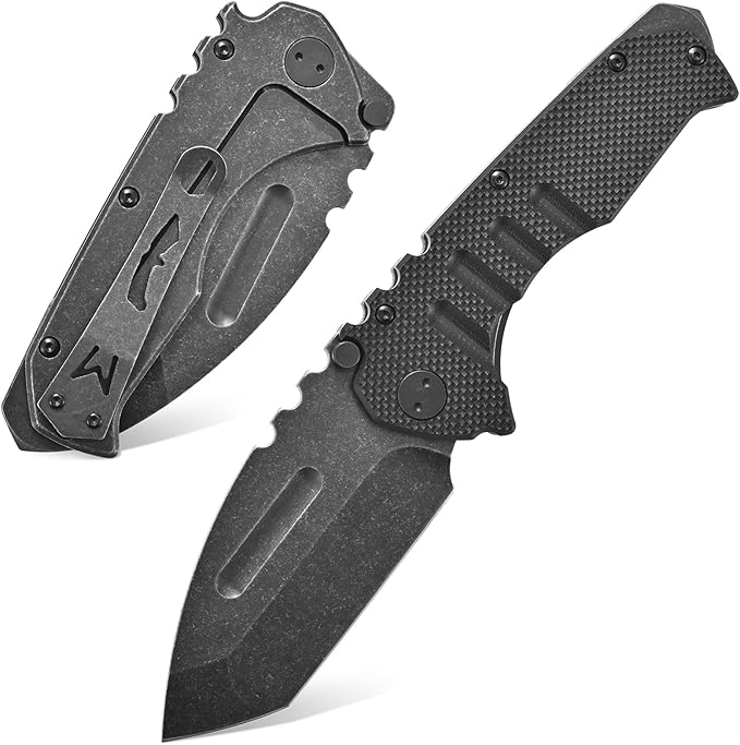 Gtk137 Folding Knife D2 Steel Blade G10 &Steel Handle EDC Tool Knife for Outdoor Camping(G10&Steel)