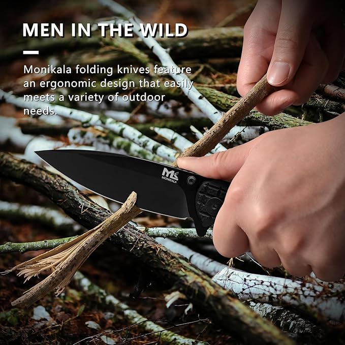 Folding Knife – 3.5-inch D2 Steel Folding Pocket Knife G10 Handle One-Handed Opening and Closing Ceramic Ball Bearings Deep Pocket Clip Suitable for Outdoor EDC (Black)