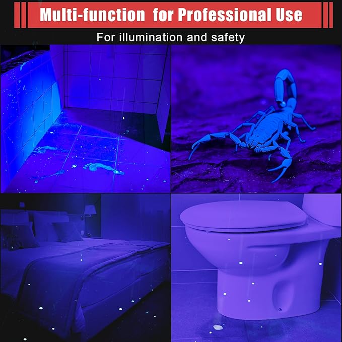 Honoson 8 Pieces UV Black Light Flashlight Small Blacklight Flashlights Pen Lights for Leak, Pet Urine, Hotel Inspection, Dry Stain and Dye Detector, 5.2 Inches Long