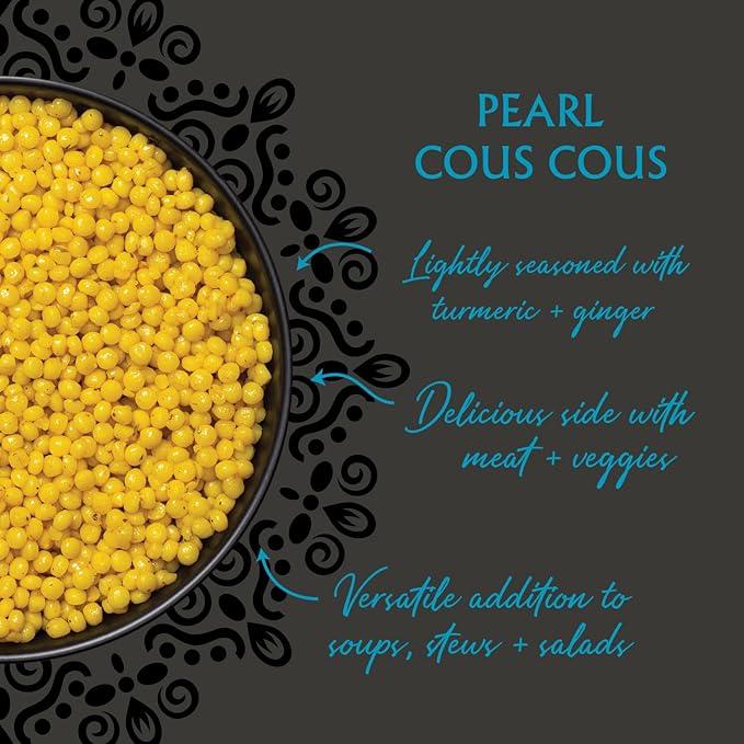 Mina Saffron Rice, Festive Rice, Pearl Couscous, Variety Pack of 6, Ready to Eat, Microwavable, Couscous Pearls, Side Dishes, Vegan Protein, Non-GMO, Kosher